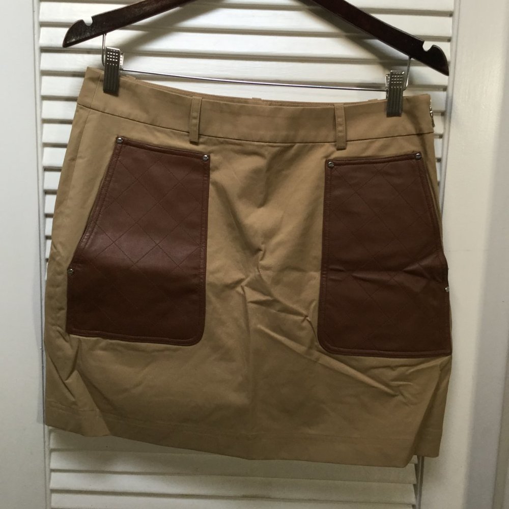 Polo By Ralph Lauren Golf Skort Skirt Leather NWOT